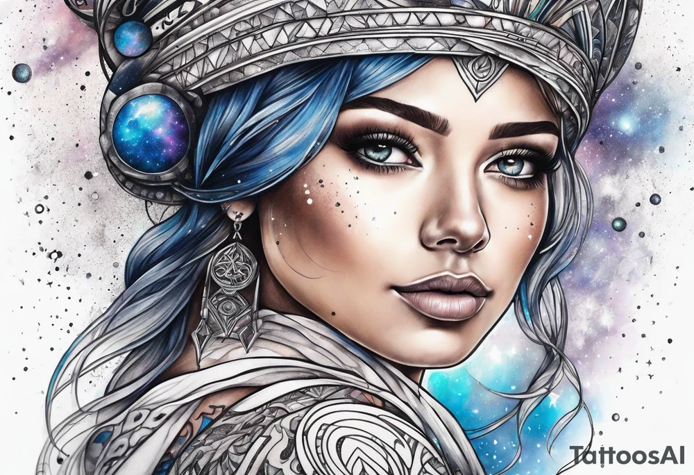 Celestial galaxy realistic tattoo idea