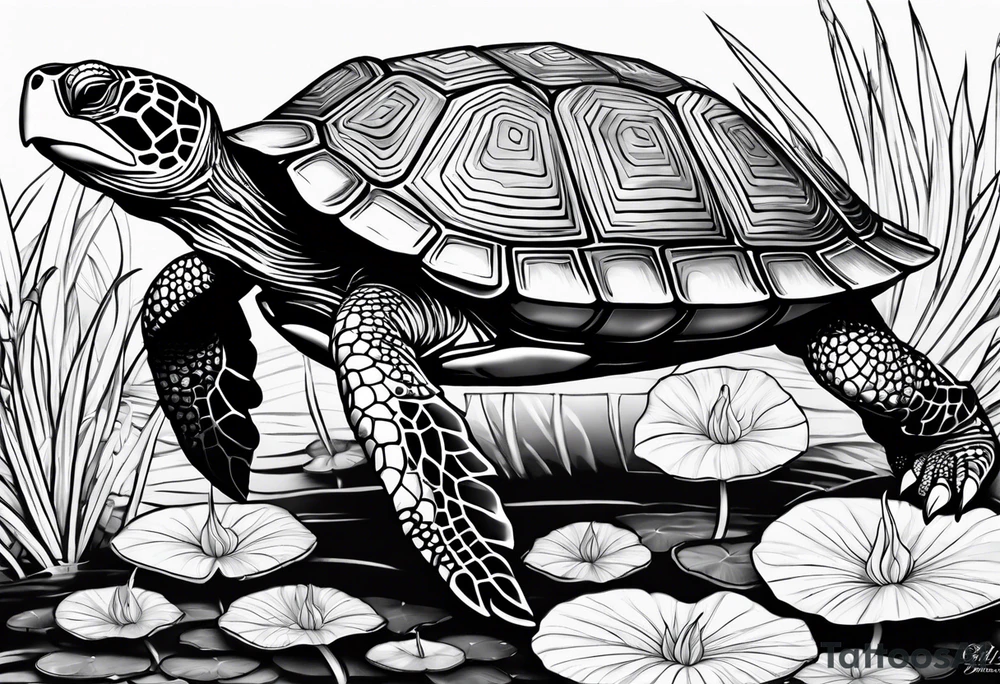 turtle on Lilly pads tattoo idea