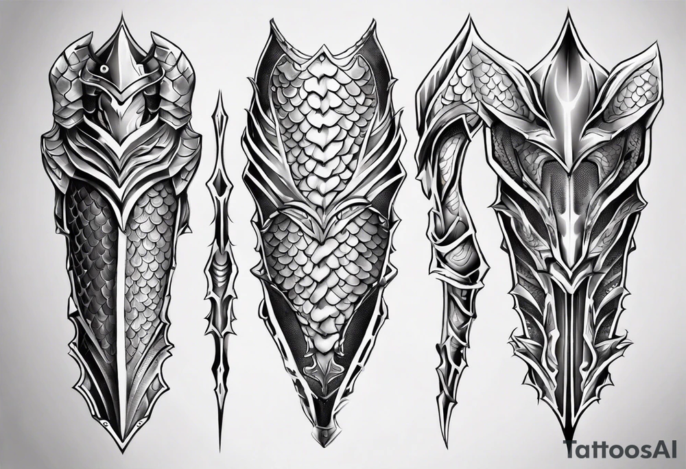 Dragonscale Leg armor symmetrical tattoo idea