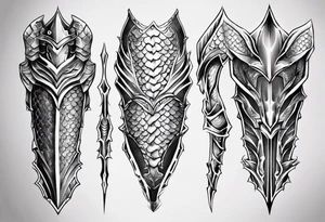 Dragonscale Leg armor symmetrical tattoo idea