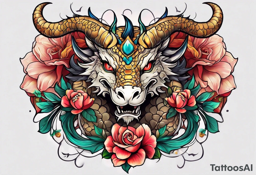 Taurus dragon whole body girly tattoo idea