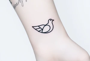 A minimalistic outline of a collared dove, with geometric lines forming its shape in muted gray and white, offering a clean and modern look tattoo idea