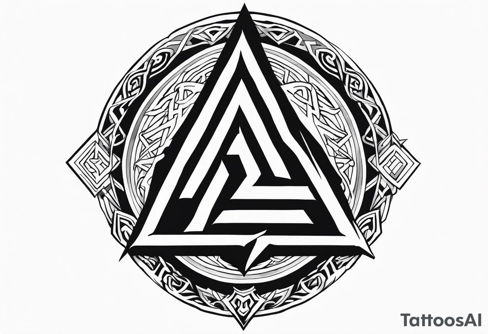 Valhalla sword shield valknut stairs tattoo idea