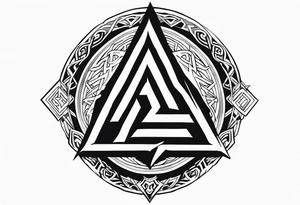 Valhalla sword shield valknut stairs tattoo idea