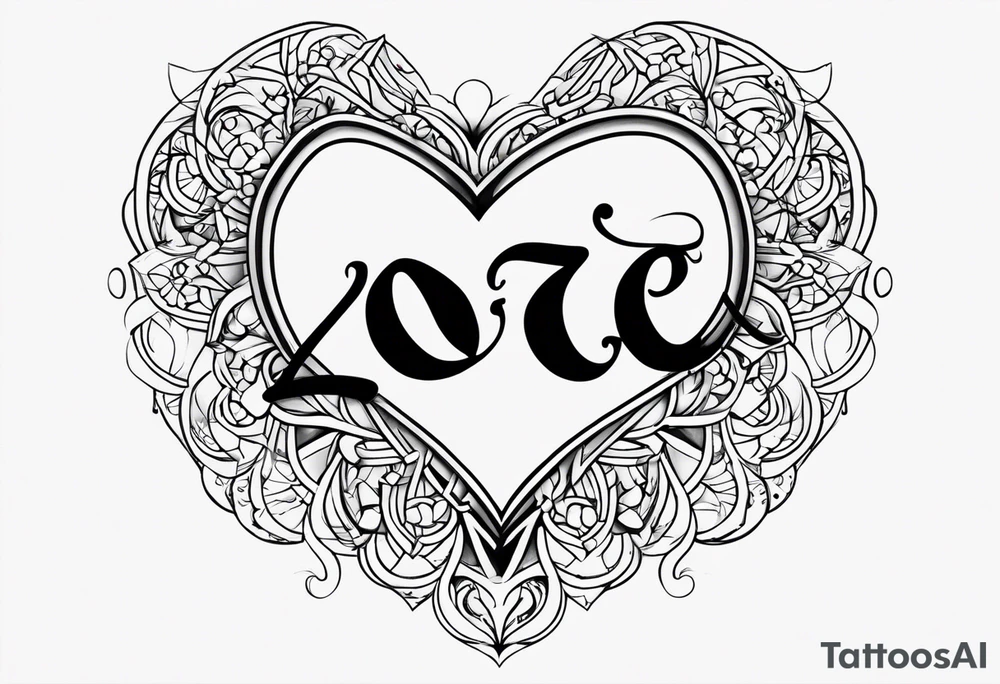 Zoe name written within a heart tattoo idea