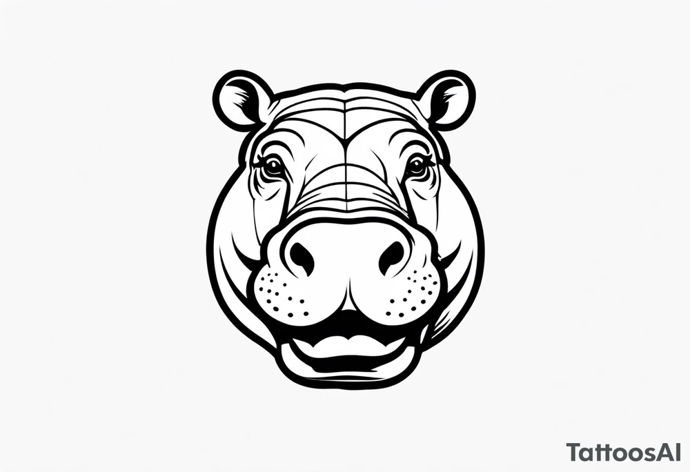 Hippopotamus face smiling tattoo idea