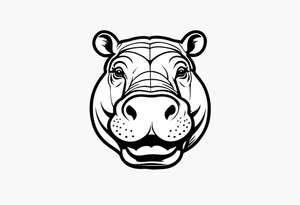 Hippopotamus face smiling tattoo idea