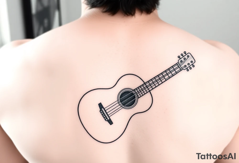 Line traditional American acoustic guitar tattoo idea