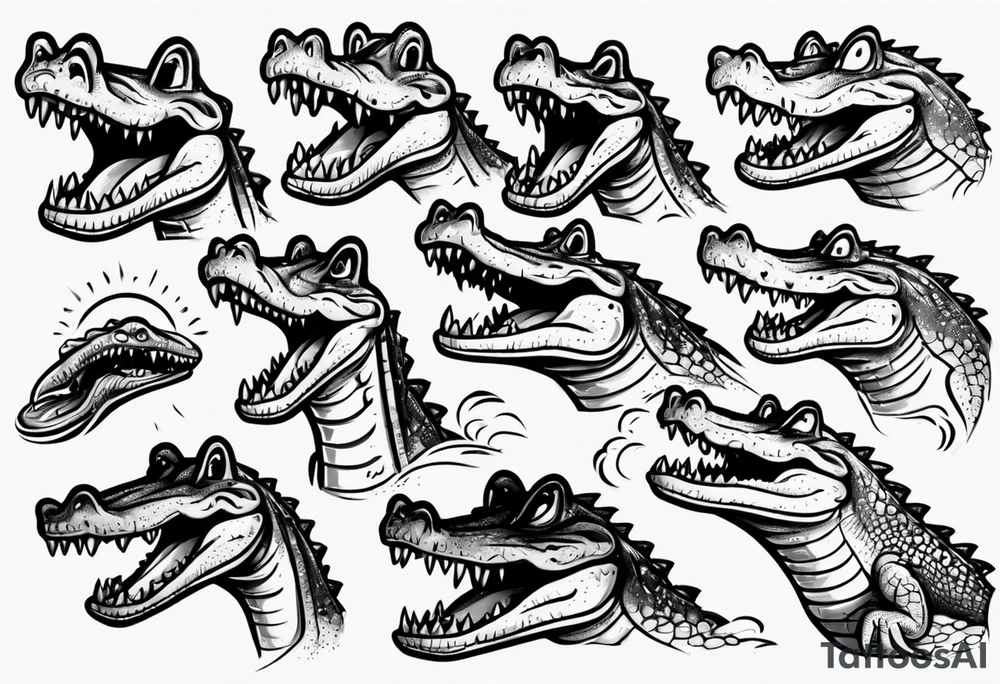 cartoon crocodile crying tattoo idea
