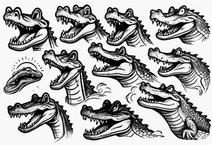 cartoon crocodile crying tattoo idea