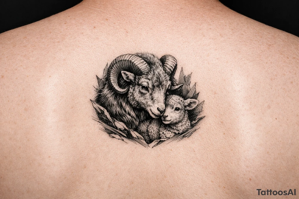 Mother ram baby ram tattoo idea