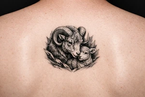 Mother ram baby ram tattoo idea