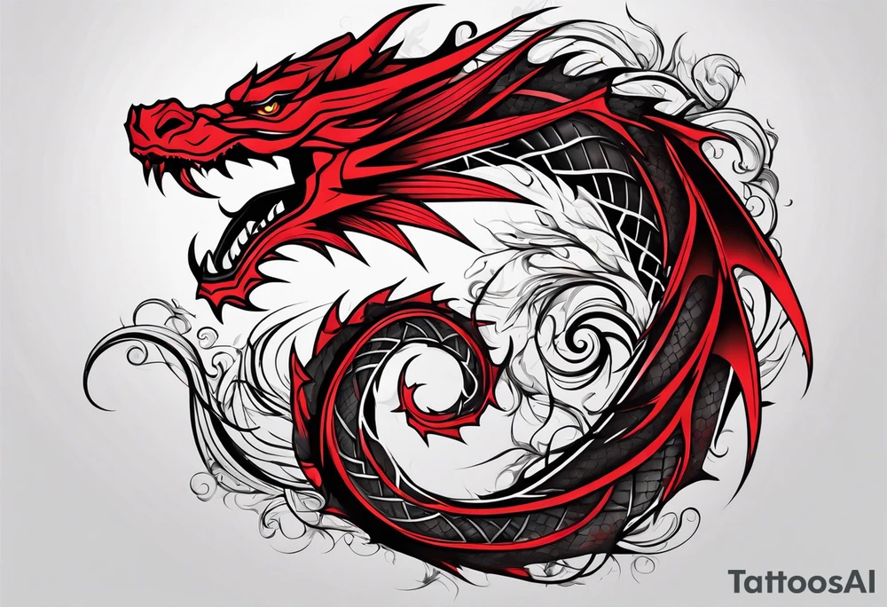 Spiraled Red dragon tattoo idea