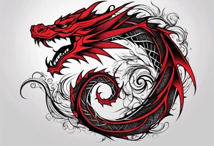Spiraled Red dragon tattoo idea