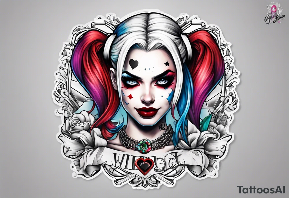 Pinup Harley Quinn tattoo idea