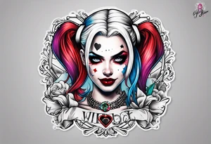 Pinup Harley Quinn tattoo idea