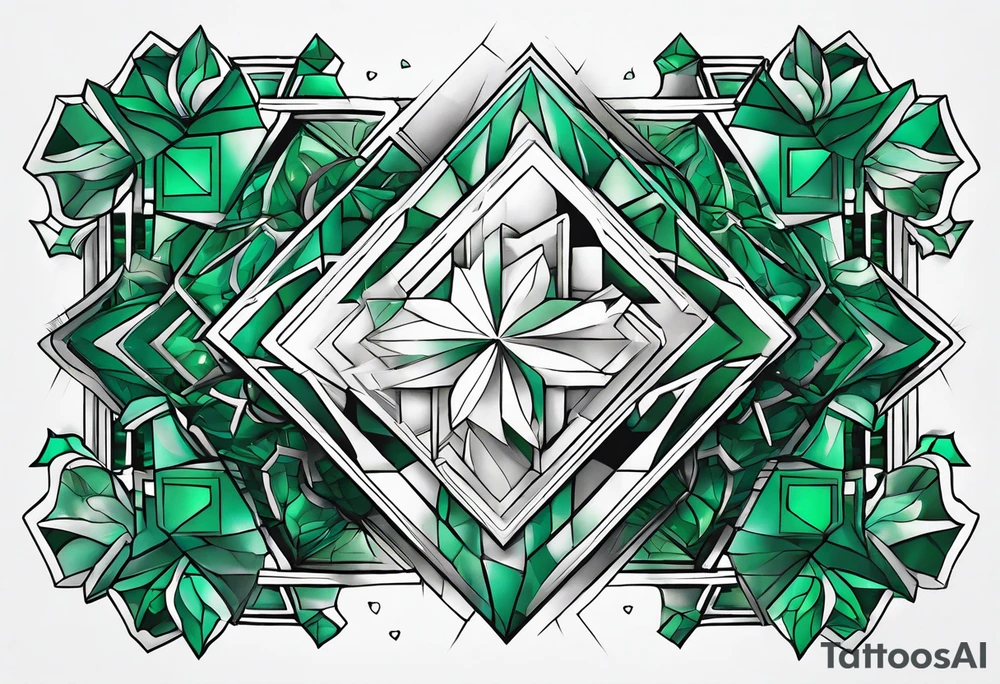 Emerald color Puzzle pieces tattoo idea