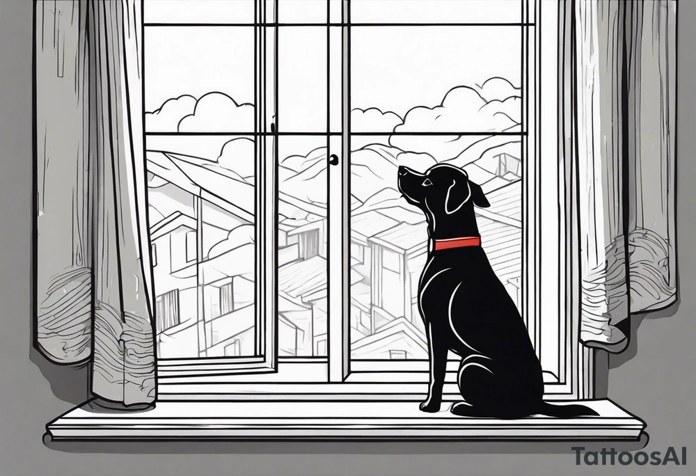 dog looking out window tattoo idea