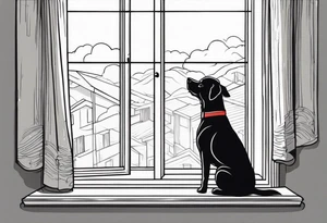 dog looking out window tattoo idea