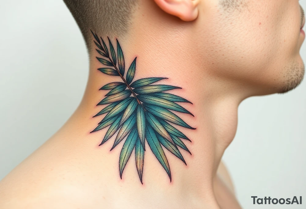 large woven palm leaves tattoo idea