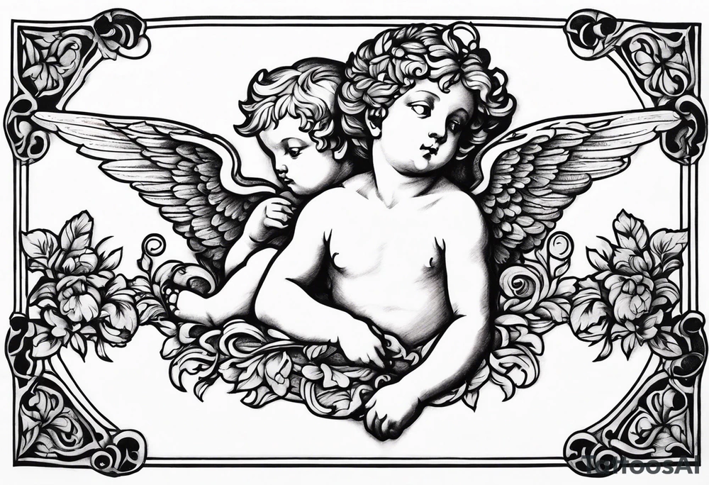 renaissance style cherub full body tattoo idea