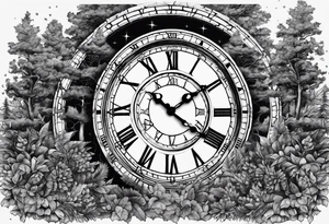clock, time, trees, underground tattoo idea