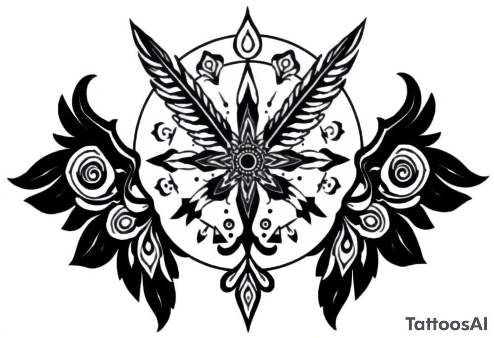 spiritual feathers indian mandala shaman rune tattoo idea