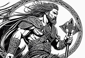 Celtic warrior running into battle facing right tattoo idea