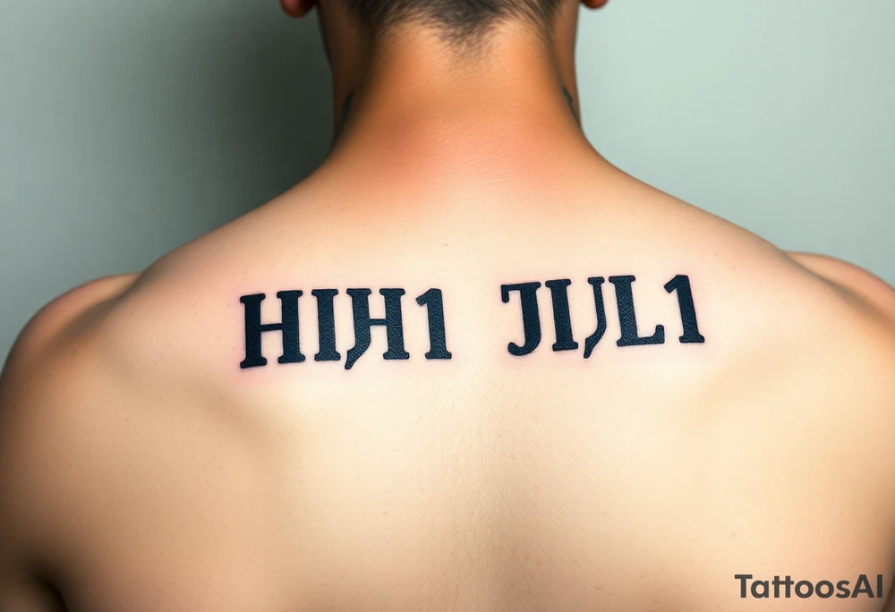 "Prison-style tattoo with text 'ПРАВИЛА НЕТ' in bold Cyrillic letters, but each letter is made of:  
- Binary code (0 and 1)  
- Micro-quotes from 'Generation P' (0.3mm font)  

Style: Faded jailhouse ink, uneven lines. Placement: Ribs. Black/blue ink only." tattoo idea