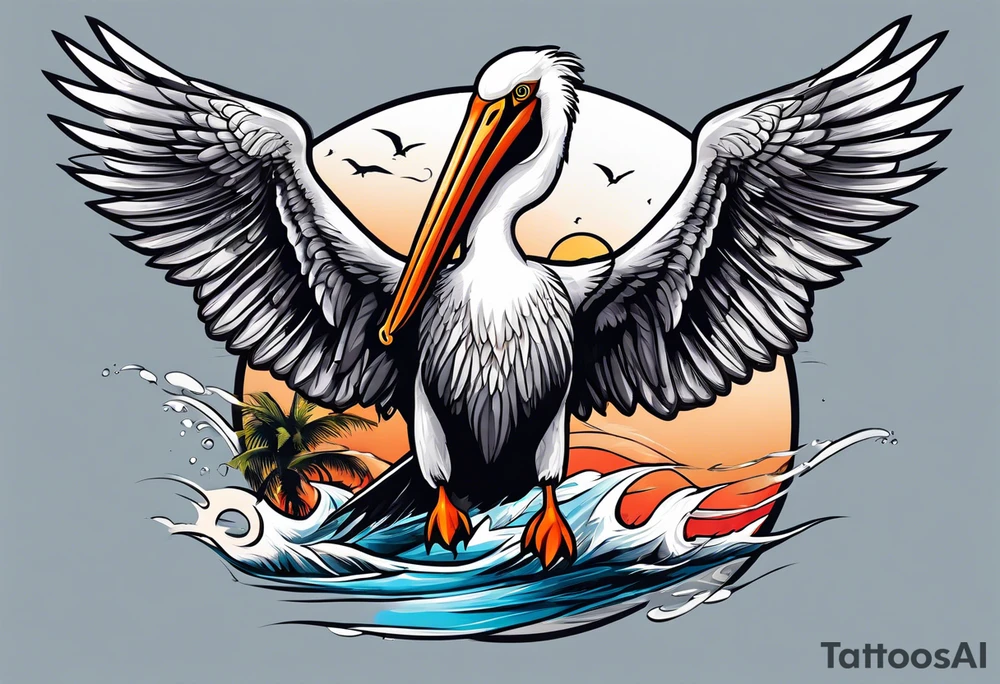 dive diving tucked wings plunge plunging bombing pelican tattoo idea