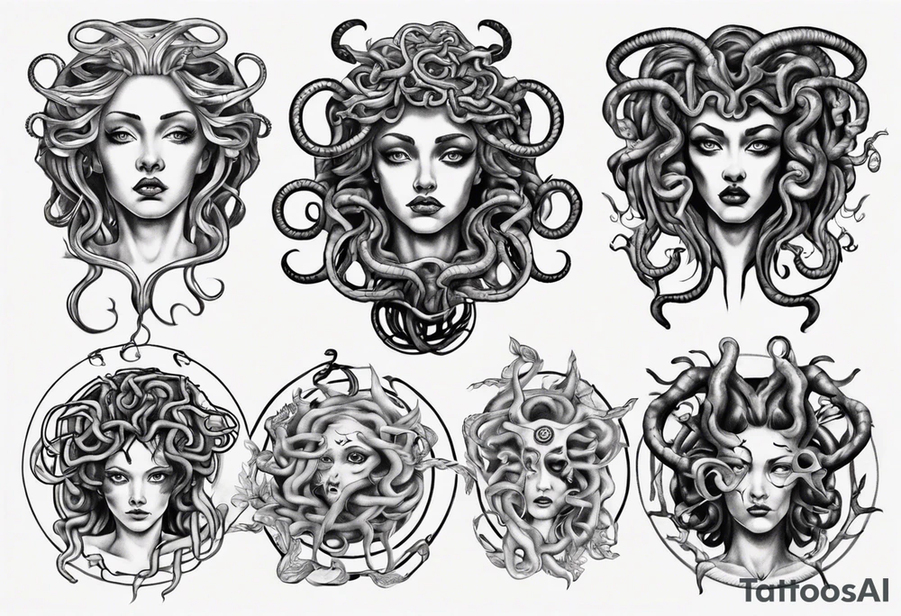 Medusa with no pupils tattoo idea
