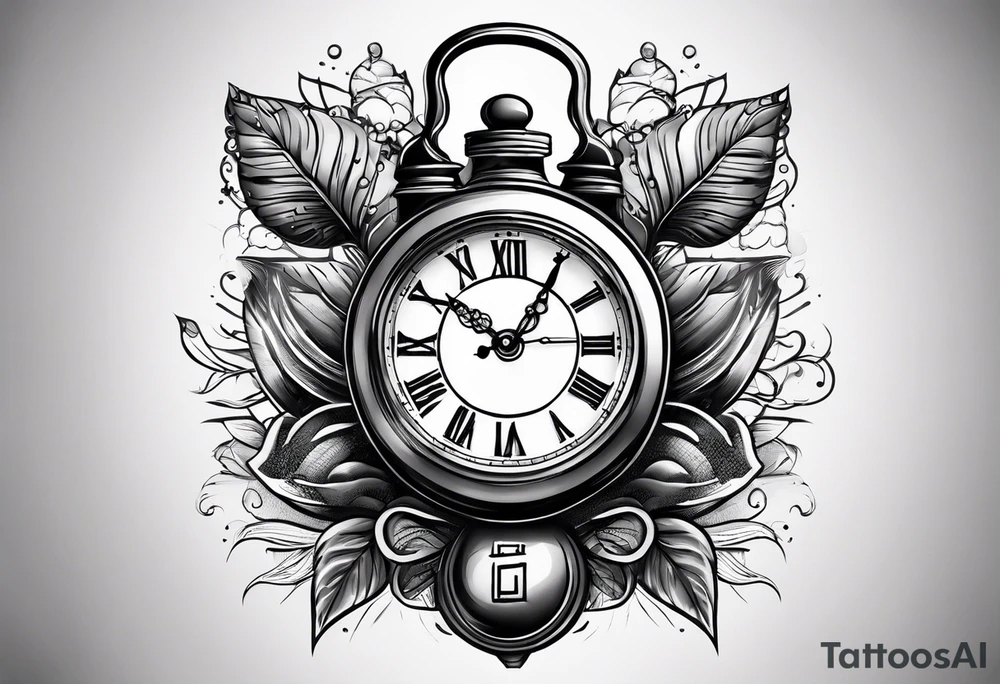 Grenade and clock intertwined tattoo idea