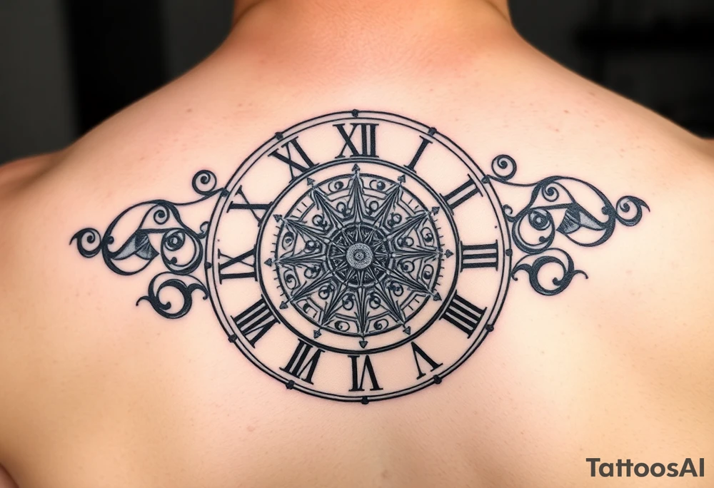 vintage roman numerals within ornate clockwork mechanism tattoo idea