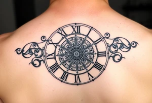 vintage roman numerals within ornate clockwork mechanism tattoo idea