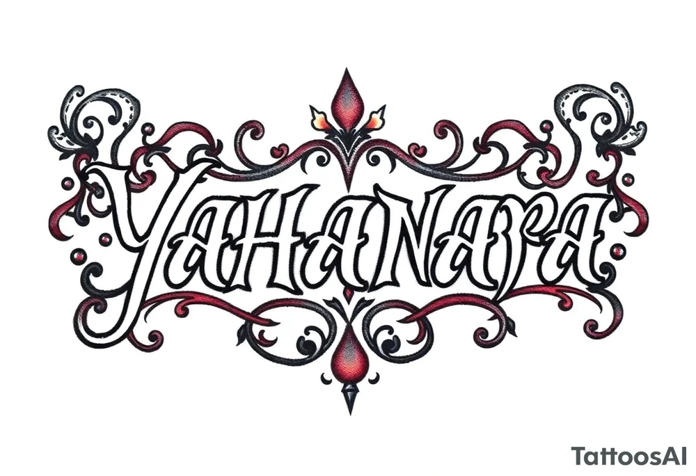 small tattoo of the Name YAHANARA tattoo idea