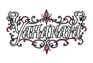 small tattoo of the Name YAHANARA tattoo idea