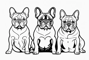 watermark of three french bull dogs tattoo idea