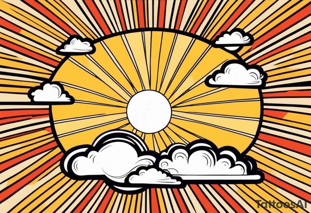 sunshine with rays
and clouds
old school vintage simple traditional design 

bold color simple tattoo idea
