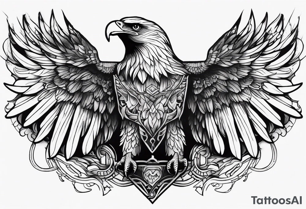 Manly eagle chest tattoo idea