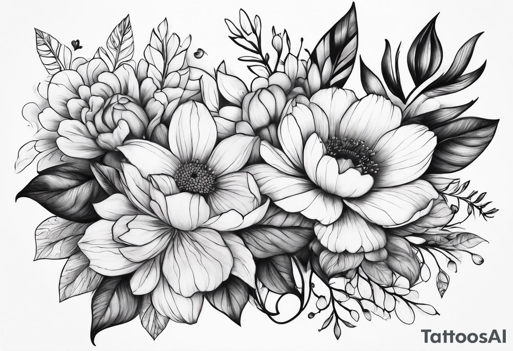 Floral with flowers arm sleeve tattoo idea