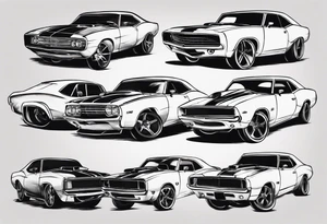 Muscle car funny design tattoo idea