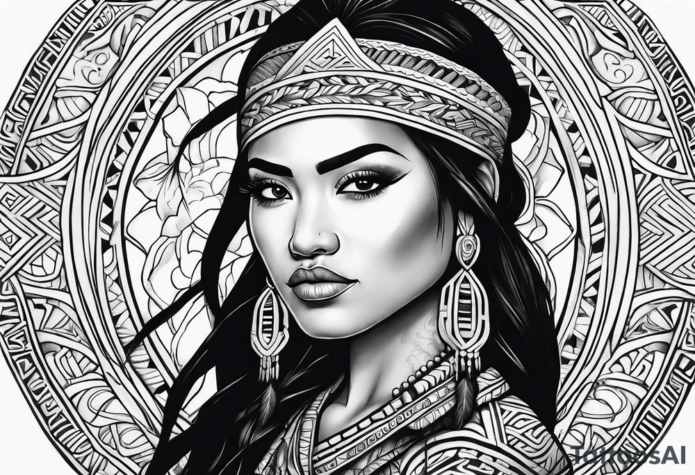 Māori female pukana tattoo idea