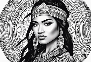 Māori female pukana tattoo idea