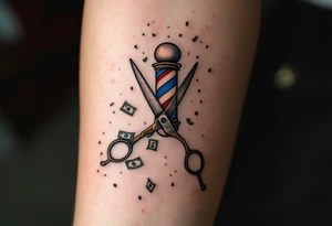 Barber pole and Scissors with raining money 
THIS IS MY DREAM tattoo idea