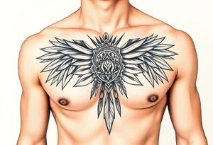 Indian chest color male tattoo idea