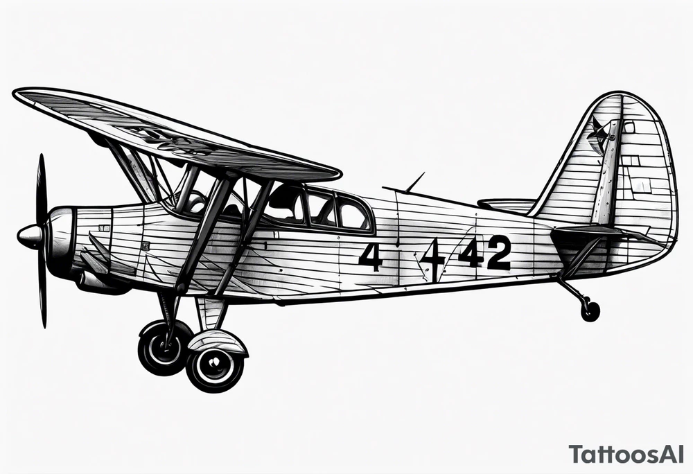 sketch of adventure plane in perspective from the bottom tattoo idea