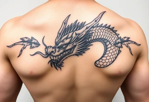 Tatuaje en espalda completa solo de la cabeza de un dragón demonio japones sin cuerpo tattoo idea