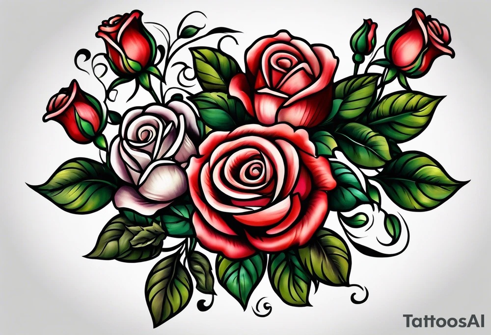 old school roses tattoo idea