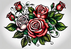 old school roses tattoo idea