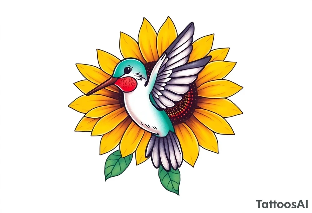 Hummingbird near a sunflower tattoo idea